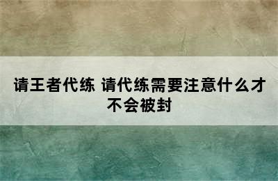 请王者代练 请代练需要注意什么才不会被封